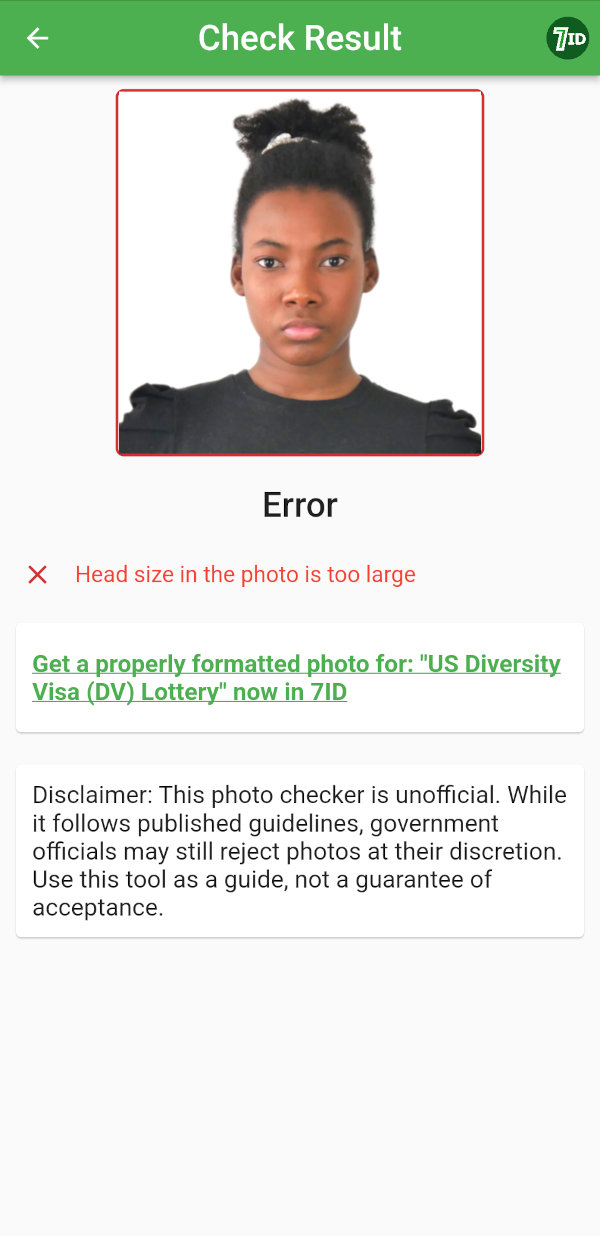 7ID DV Program photo checker - slaba fotografija