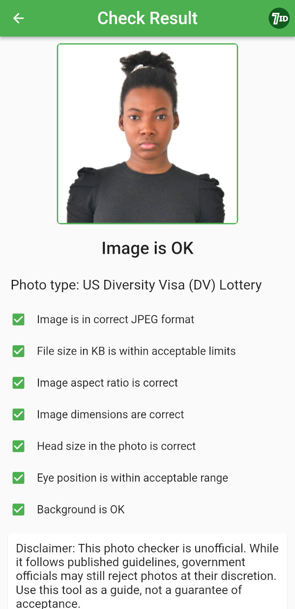 7ID DV Program photo checker - dobra fotografija